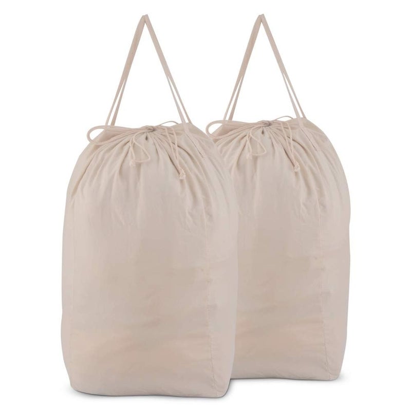 MCleanPin Washable Laundry Bags with Handles,140L Dirty Clothes Storage for College Dorm & Travel,2 Pack (Beige) - Image 1
